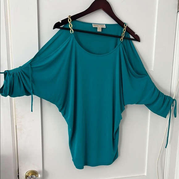 Michael Kors Asymmetrical Blue 3/4 Sleeve Blouse - Picture 1 of 2
